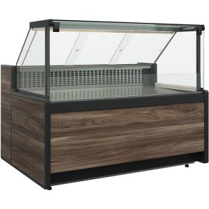 Витрина холодильная Carboma GC111 SV 1,25-1 (1008 Темный дуб) (газлифт, без боковин)